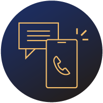 An icon with a phone call and messaging app to connect with clients