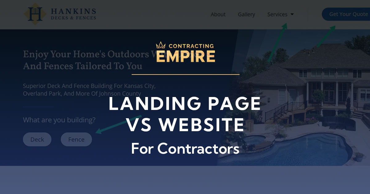 Landing pages versus websites for contractors