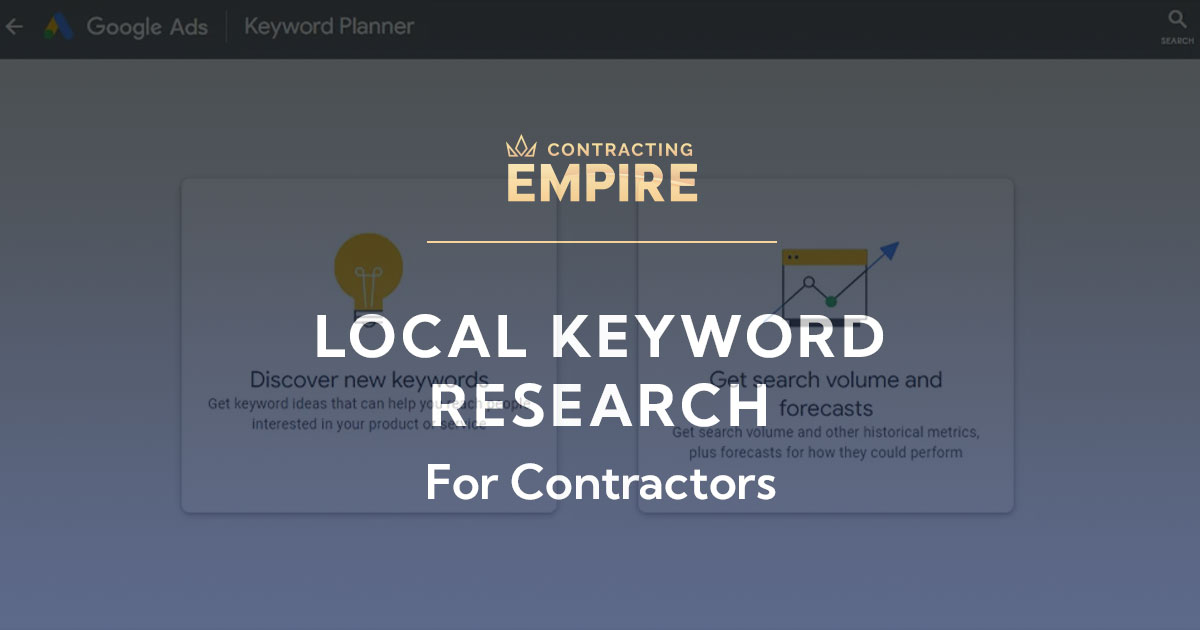 Local keyword research for contractors with the keyword planner in the background