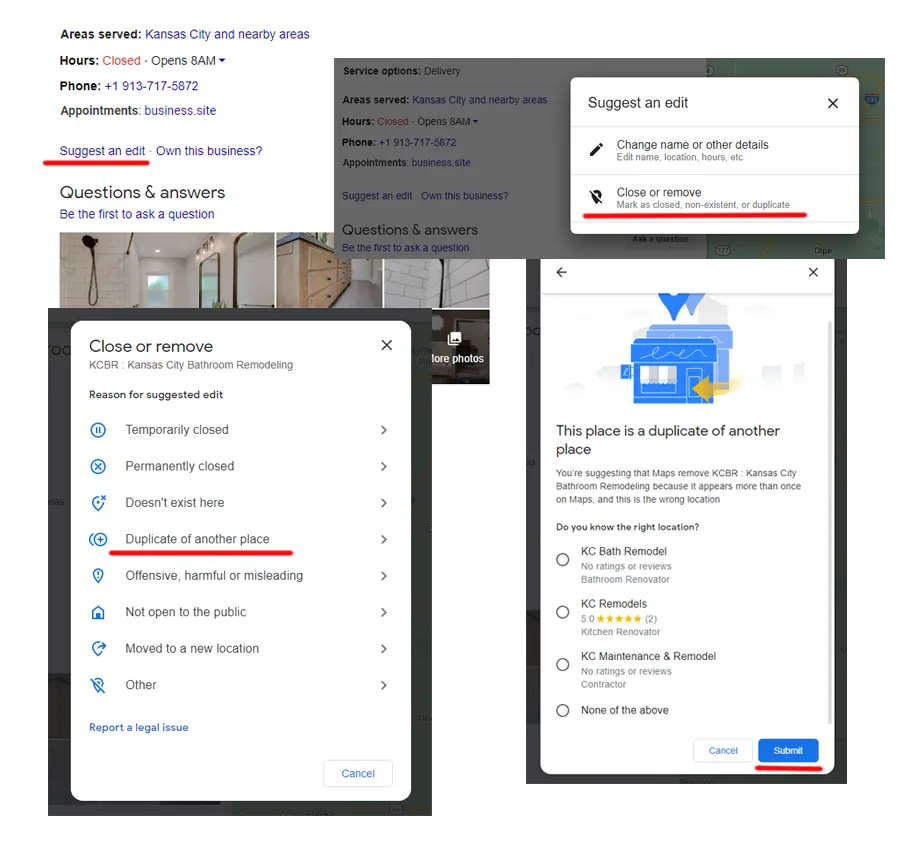 4 Steps to report a duplicate GBP profile