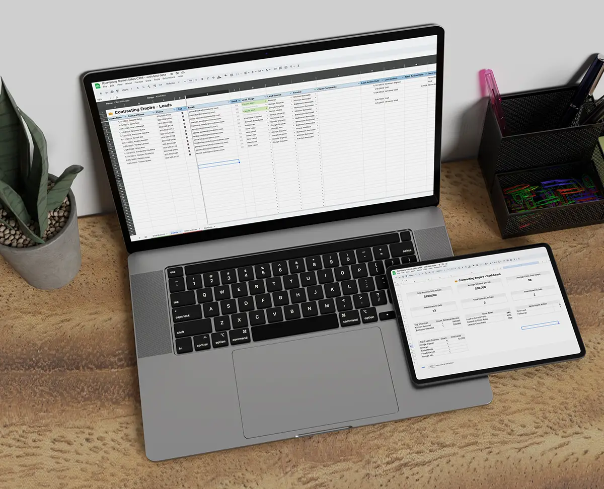 Free CRM for contractors mockup
