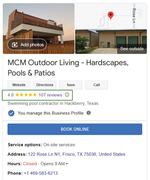 Snapshot of McKinley Google Business Profile showcasing over 100 reviews